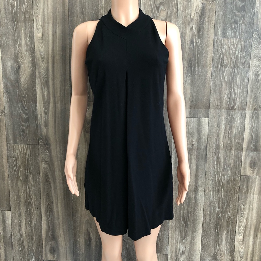 Calvin Klein black sleeveless mock neck shift dress
